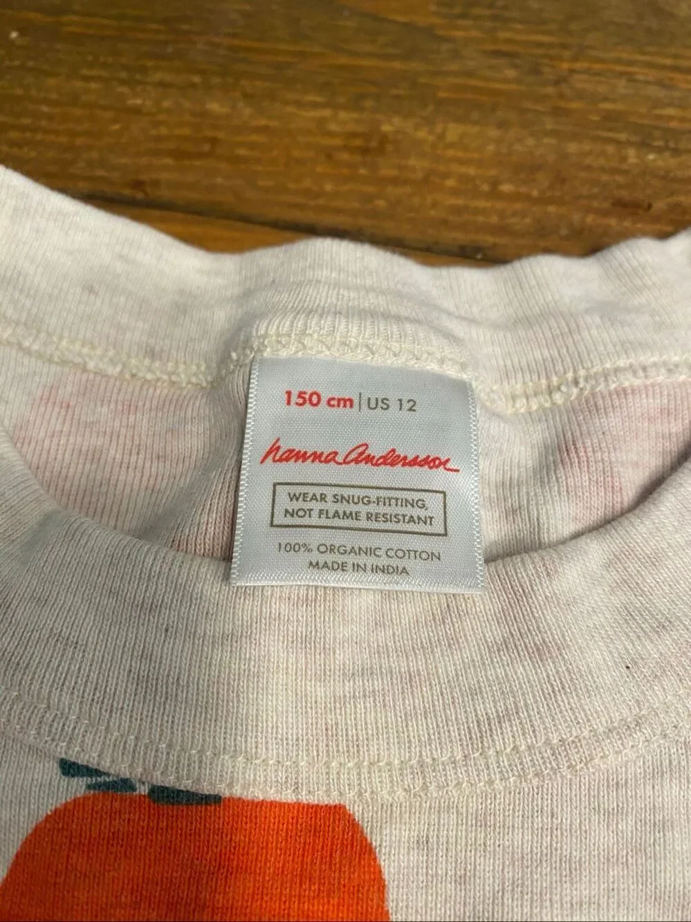 Hanna Andersson size US 12 150 cm pajama top pumpkins sleep shirt